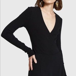 Lightly Worn Farrow Viola Wrap Ribbed Bodysuit